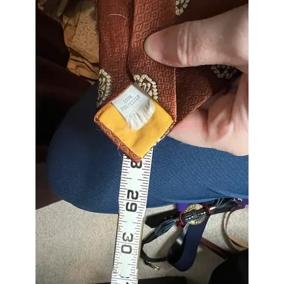 tie 1970s bronze brown geometric - Picture 8 of 9